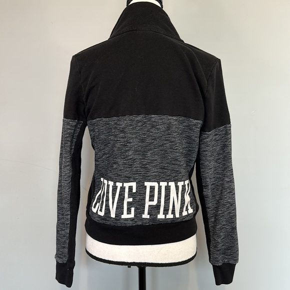 Victoria’s Secret Pink Black Cropped Quarter Zip Long Sleeve Sweatshirt - Picture 4 of 5